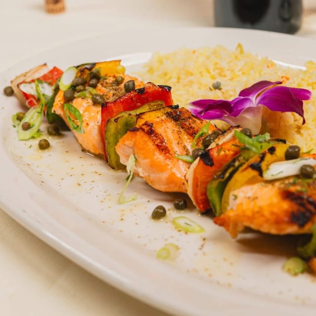 Salmon Kebab.