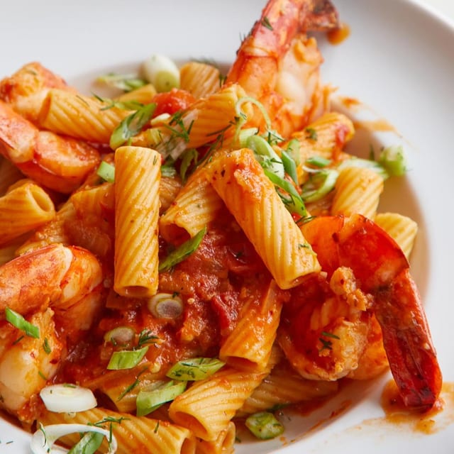 Spicy Shrimp Rigatoni.